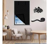Thermal Insulated Window Cover 3 Layer Thickened Window Insulation Kit Windproof Noise Windows Insulation for Winter for Home Bedroom Living Room with Fastener(Black,W89x140cm)