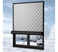 Thermal Insulated Window Cover 60 x 155 cm Keep Cold Out Storm Warm in Winter Winter Window Insulation Film Self-Adhesive with Hook Loop, Easy to Install Custom Sizes, Grey