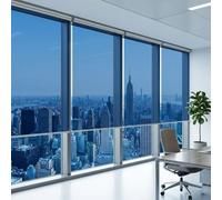 Thermal Insulating One-Way Mirror Roller Blinds, One Way See Through Privacy Window Tint Film, Cordless No Drill Roll Up Mirrored Roller Shade for Office Glass Doors Daytime(Blue,W115xH200cm)