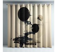 Thermal Insulation Curtains Abstract Fantasy Illustration,Eyelet Curtains Smooth Microfiber Noise-reducing Blackout Curtains for Living Room, Bedroom and Study Beige 46 x 90 Inches 2 Panels