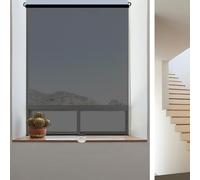 Thermal Insulation Roller Shades Sun Blocking Reflective Film with One-Way Privacy, Blackout & See-Through Modes for Bedroom/Kitchen Windows Fade-Proof PET Material(Black,106W x 150H cm)