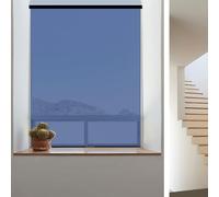 Thermal Insulation Roller Shades Sun Blocking Reflective Film with One-Way Privacy, Blackout & See-Through Modes for Bedroom/Kitchen Windows Fade-Proof PET Material(Black,106W x 150H cm)