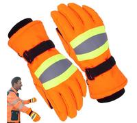 Thermal Job Gloves - Waterproof Warm Lining, Industrial Anti Slip Hold, Cold Resistant Safety Wear with High Visibility Tape | Protective Hand Gear for Construction Logistics Warehouse Driving