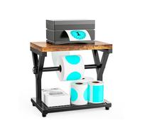 Thermal Label Holder for Rolls and Fanfold Labels, Wooden Sticker Roll Holder for Thermal Printer, Desktop Shipping Label Stand Organizer Accessory for Home Office, Small Business (Wood)