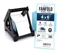 Thermal Label Holder with 250 4x6 Fanfold Thermal Labels, Shipping Labels Dispenser Stand for Thermal Label Printers Compatible with JADENS, MUNBYN, NELKO, Phomemo, ITARI & POLONO