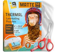 Thermal Laminating Pouches, Suited for Letter Size Laminating Sheets 8.5 x 11, 9 x 11.5 Inches, Matte Finish, 3 Mil Thick, 50 Pack
