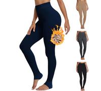 Thermal Leggings Women, Thick Soft High Waisted Tummy Control Bright Velvet Lined Pants for Ladies Cold Winter Snow Warm Navy