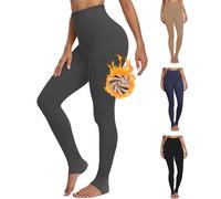 Thermal Leggings Women, Thick Soft High Waisted Tummy Control Bright Velvet Lined Pants for Ladies Cold Winter Snow Warm Grey