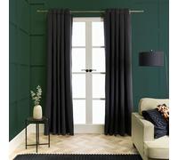 Thermal Matte Velvet 2 Pair Ready Made Eyelet Curtains OHS Black 117cm width x 183cm drop
