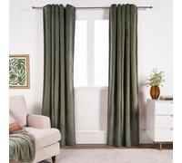 Thermal Matte Velvet 2 Pair Ready Made Eyelet Curtains OHS Green 168cm width x 229cm drop