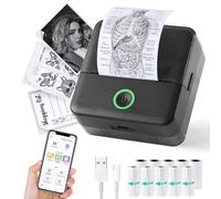 Thermal Mini Printer, Inkless Sticker Phone Printer with 10 Rolls Paper, Bluetooth Print Pod Note Buddy, Portable Label Maker Pocket Printer for Pictures, Journals, DIY, Compatible with iOS&Android