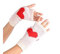 Thermal Mittens 2026 Women'S Solid Color Heart Pattern Missing Half Finger Warm Knit Gloves for Skiing Running Sports Outdoor Cycling (White, A)