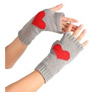 Thermal Mittens 2026 Women'S Solid Color Heart Pattern Missing Half Finger Warm Knit Gloves for Skiing Running Sports Outdoor Cycling (A, A)