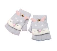 Thermal Mittens Winters Winter Children Gloves Half Finger Writing Knit Little Warm Gloves for Outdoor Daily Skiing Hiking Sports (Grey, One Size)