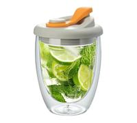 Thermal Mug - 6 Inch Coffee Glass | Insulating Glass Design | Transparent cup with insulated lid for hot and cold drinks ideal for juicing milk tea and