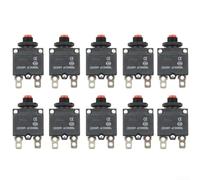 Thermal overload fuse 10A amp reset button HT01A WP01 10 pieces for AC 125V 60Hz and AC 250V 60Hz to overload protection and reset capability in electrical circuits