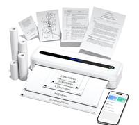 Thermal Printer A4 - Bluetooth Portable Printer 300DPI, Mobile Inkless Printers for Business, Study, Invoice, Home, Compatible with Phones & Laptops, White