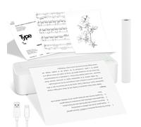 Thermal Printer A4, Portable Wireless Inkless Printer, Bluetooth Thermal Printer with Phone & Laptop, Android & iOS, Mini Mobile Monochrome Printer, for Photo Invoice Document tattoo Ect, White