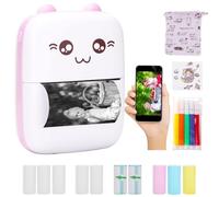 Thermal Printer for iOS Android - Portable 57mm Sticker Label & Receipt Printer with 1000mAh Battery & 200DPI Inkless Printing