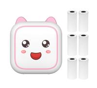 Thermal Printer Multifunction Sticker Maker Instant Photo Inkless Printing Support BT Connection for Smartphone with 6 Paper Roll 57mm Compatible with iOS Android System for Picture Pink-2