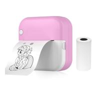 Thermal Printer Multifunction Sticker Maker Instant Photo Inkless Printing Support BT Connection for Smartphone with 1 Paper Roll 57mm Compatible with iOS Android System for Picture Pink 1