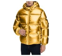 Thermal Puffer Jackets for Men UK Shiny Warm Hooded Down Jacket Solid Glossy Winter Hoodies Zip Up Quilted Coats Windproof Hoody Coat Casual Cozy Insulated Winter Coat Travel Outdoor Padded Coats