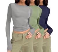 Thermal Pullover Sweater Wool Blend Thermal Jacket 3PC Casual Long Sleeved Spring and Autumn Solid Color Slim Fit Pullover T Shirt Women's Street Wear Base Shirt Top Insulated Sweater with (Z, XS)