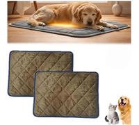 Thermal Reflection Pad for Dogs Cats, 5-Layer Self Warming Heat Reflective Pet Mat, Soft Cozy Washable Non-Slip Non Electric Heating Pet Pad for Indoor/Outdoor (2Pcs-Coffee,M: 48 * 70cm/28x19in)