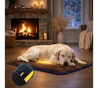 Thermal Reflection Pad for Dogs Cats, 5-Layer Self Warming Pet Bed Mat, No Electricity Needed, Soft Cozy Heat-Reflective Sleeping Pad, Washable Non-Slip for Indoor Use (Brown-S)