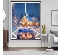 Thermal Self-Closing Curtain 136 x 124 cm Weatherproof Winter Warm Screen, Warm Winter, Windproof Waterproof Clear Magnetic Curtain, Screen Curtains for Bedroom, Kitchen, A