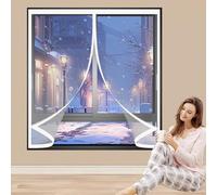 Thermal Self-Closing Curtain 63 x 101 cm Self-Sealing PVC Weatherproof Winter Warm, Cold and Noise Proof Magnetic Curtain Screen Cover for All Types of Windows, A