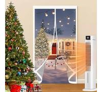 Thermal Self-Closing Door 270 x 240 cm Windproof Waterproof, Warm Winter, Windproof Soundproofing Door Screen Cover for Patio Balcony, A