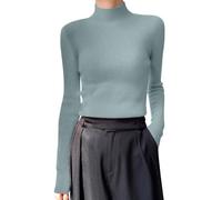 Thermal Shirt for Women Warm Undershirt Tops Women's Autumn and Winter New Long Sleeved Mid Neck Knitted Pullover with Semi High Collar and Slim Fit Base Layer Tee for Workout Daily (Mint Green, L)