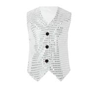 Thermal Shirt Pack Toddler Girls Boys Casual Sequin Glitter Costume Party Carnival Gown Sleeveless Vest Top Boys T Shirts Large Youth (Silver, 12-18 Months)