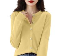 Thermal Shirts for Women Regular Fit Warm Blouse Cardigans Crochet Sweaters Women's Cardigan Tops for Indoor Outdoor Workout Daily Life (Yellow, M)