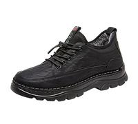 Thermal Shoes for Men, Lined with Laces, Winter Shoes, Faux Leather, Comfortable, Fluffy, Plush, Warm Snow Shoes, Non-Slip Winter Boots, Outdoor Winter Boots, Waterproof Slip-On Boots, black, 8 UK