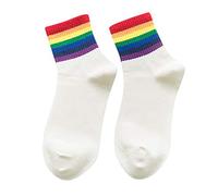 Thermal Ski Socks for Men Usb Heated Socks Friendship Gifts for Women Holiday Essentials for Women Warm Rainbow Unisex Cotton Striped Fashion Winter Chrismas Sale Clearance Items Under 5 Pounds