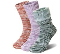 Thermal Socks For Women Extra Warm Winter Ski Thick Boot Walking Cold Weather Cosy Insulated Socks 3 Pairs (Purple+Green+Orange)