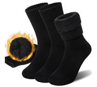 Thermal Socks For Women Extra Warm Winter Ski Thick Boot Walking Cold Weather Cosy Insulated Socks 3 Pairs (3 Pairs Black)
