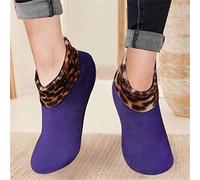 Thermal Socks for Women Turnover Cuff Thermal Ankle Slipper Lounge Socks Ladies Extra Soft Fluffy Non Slip Thermal Low Socks Winter Warm Thermal Socks Yoga Sock (Purple)