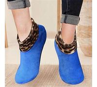 Thermal Socks for Women Turnover Cuff Thermal Ankle Slipper Lounge Socks Ladies Extra Soft Fluffy Non Slip Thermal Low Socks Winter Warm Thermal Socks Yoga Sock (Blue)