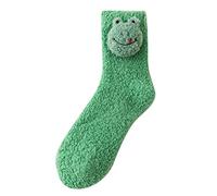 Thermal Socks For Womens Coral Fleece Socks Stripe Socks Colorful Lightweight Athletic Socks Casual Socks Winter Socks Frog Socks Mens Socks 7 9 Size Soft Warm Thickened Cozy Fuzzy (Green, One Size)
