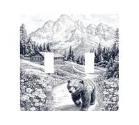 Thermal Switch Wall Plates, Mountain Scenery Wilderness Nature Grey Natural for Home Decor, Thermoplastic Wall Plates, Standard Size
