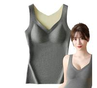 Thermal Tank Top, Lined Thermal Underwear, Sleeveless, Warm Baselayer Vest with V-Neck, Thick, Comfortable Underwear Vest Tops for Shaping the Slimming Body
