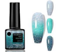 Thermal Temperature Color Changing Gel Nail Polish with Diamond Glitter Reflective, Long Lasting Glossy Nail Polish for DIY Nail Art Manicure at Home Salon(Twinkling Green)