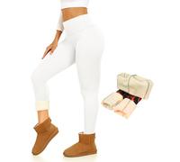 Thermal Thick Fleece Lined Leggings -High Waisted Warm Winter Yoga Pants for Women Running Workout Leggings, D-White, Large