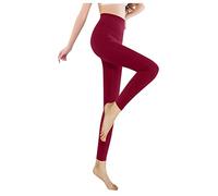 Thermal Tights with Inner Fleece Tights Women's Thermal Skin-Coloured Opaque Winter Leggings High Waist Thick Velvet Lined Thermal Leggings Fine Tights Stretch Stockings Trousers, Wine Red, Medium