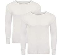 Thermal Top for Men - 2 Pack Heated Body Warmer Long Sleeve Mens Thermals T Shirt Warm Base Layer Mens Thermal Top Lightweight Insulated Compression Tops (White, Medium)