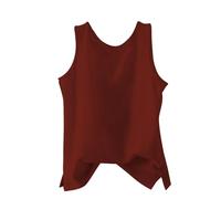 Thermal Tops for Women Basic Shirt Women's Round Neck Solid Color Loose Cotton Linen Knitted Vest Base Layer Tee for Outdoor Daily Life Xmas Gifts (RD2, M)