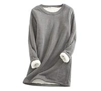Thermal Tops Womens Fleece Lined Sweatshirt Soft Sherpa Lined Thermal Jumper Crew Neck Pullover Warm Long Sleeve Casual Top for Winter, Cozy Women’s Lounge & Outdoor Wear Plus Size Warm Sweatshirts
